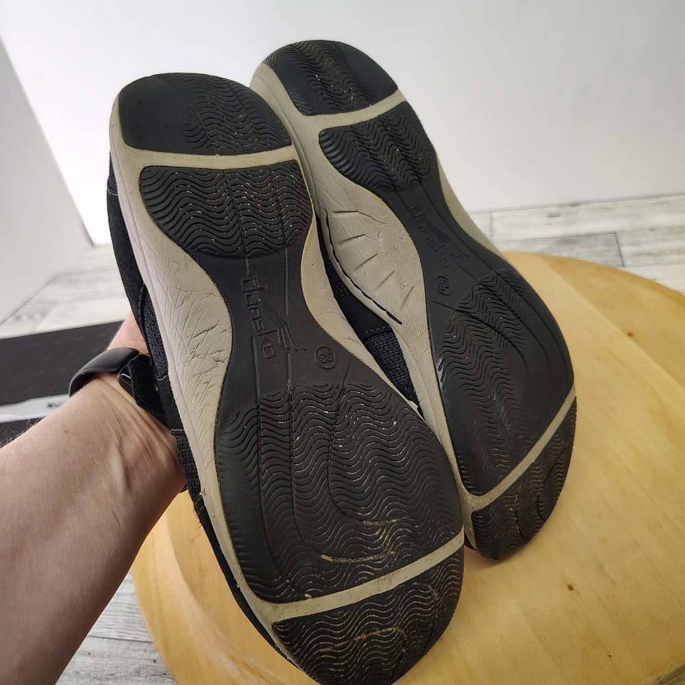 Comfortcore Mary Jane Shoes Black Leather Hook Strap Wedge Womens 7.5 Dansko - Picture 9 of 17